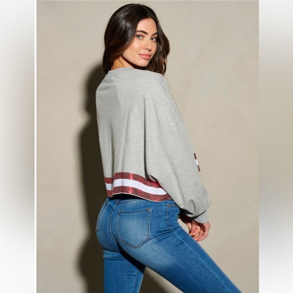 Patriotic grey sequins sweatshirt - Picture 4 of 5